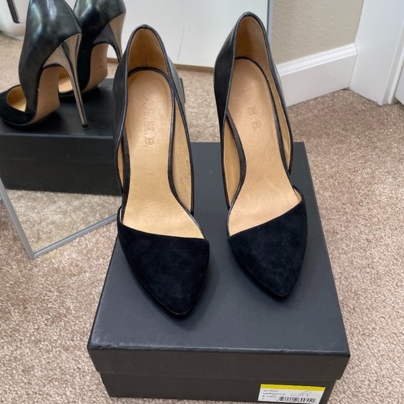 L.A.M.B. Black Stiletto D'Orsay High Heels Size 7 - Picture 2 of 8